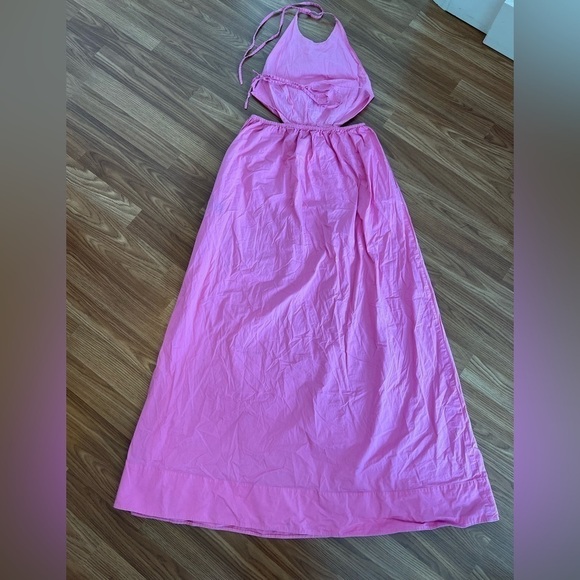 STAUD Apfel Pink Halter Cutout Sleeveless Maxi Dress - Picture 12 of 16